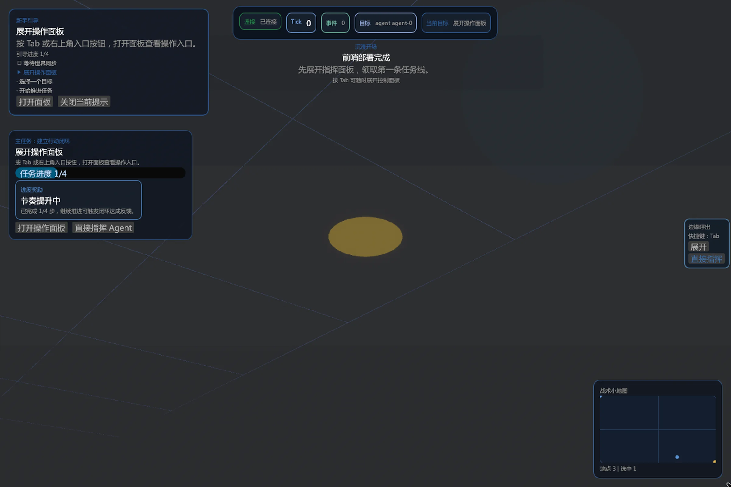 受控的三方治理场景 Viewer 截图，显示多方区域的世界状态